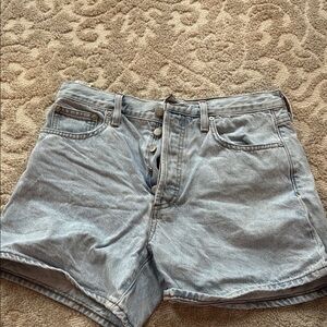 Aritzia Denim Forum Sky Blue High-Rise Shorts